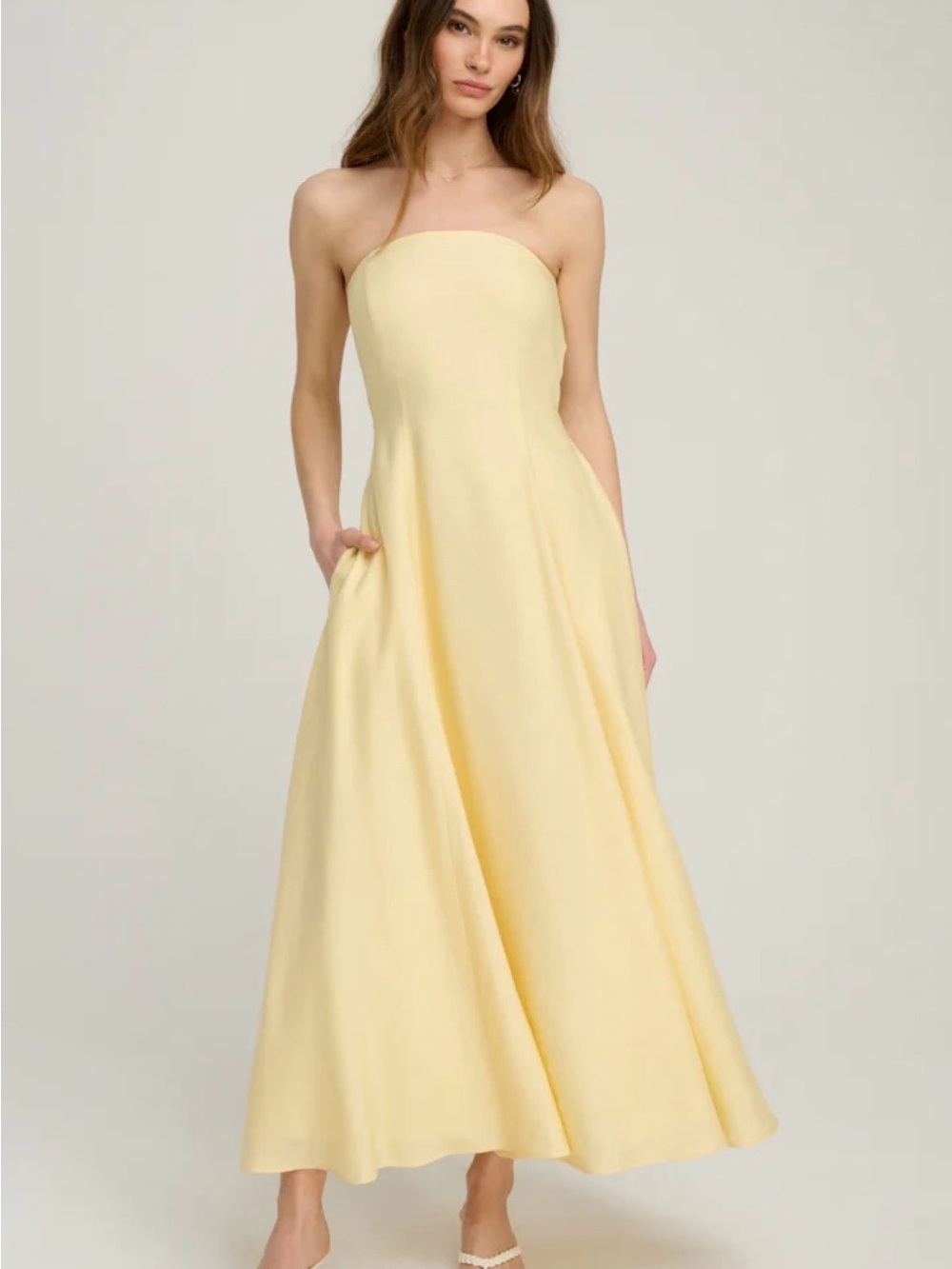 Favorite Daughter The Favorite Linen Dress Strapless Maxi MoonBeam Dress 4 - Picture 2 of 15